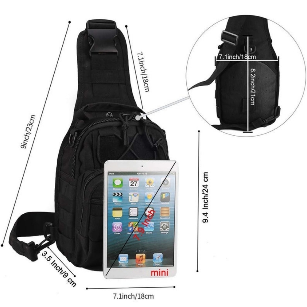 Tactical Sling Backpack Rover Shoulder Sling Pack (Black)